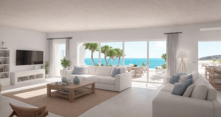 Luxury Living by the Sea: An Inside Look at a Coastal Mansion in Ibiza, Spain generative ai - 592058638
