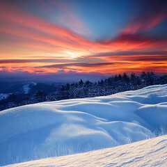 Sun is rising over mountains