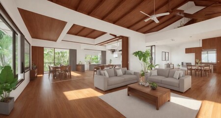 Fototapeta na wymiar A Glimpse of Paradise: Living Room Interior of a Costa Rican Villa generative ai