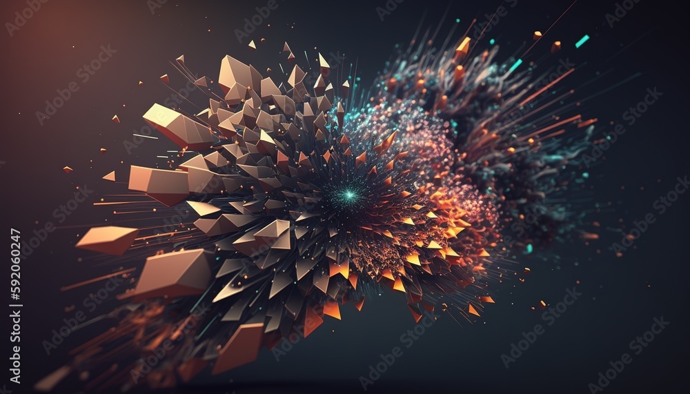 Poster particles of the future on an abstract backdrop generative ai