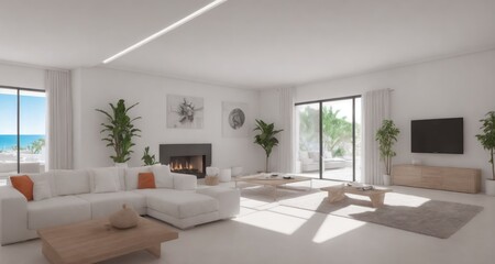 Obraz na płótnie Canvas Living the Dream: Luxury Interior of an Ibiza Spain Estate Paradise generative ai