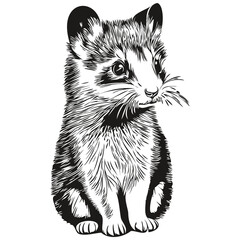 Ferret logo, black and white illustration hand drawing polecat