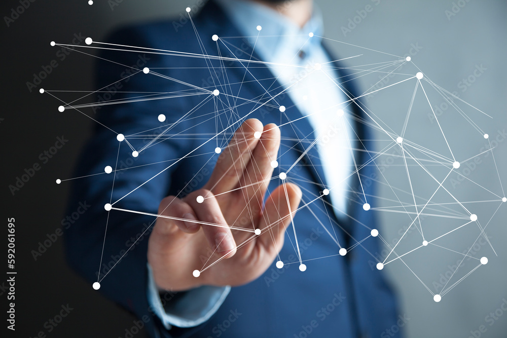 Aufkleber global network. blockchain. illustration. neural networks and artificial intelligence