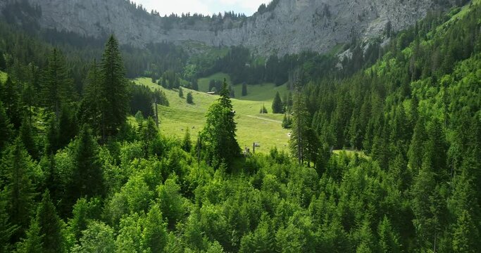 aerial view of the swiss alps in Diemtigtal 