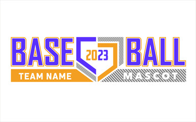 Baseball team design isolated on white background. School spirit shirts sport fan emblem. For print or cut (Cricut, Silhouette). 
 