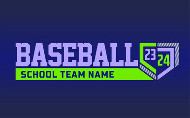 Baseball team design isolated on dark blue black background. School spirit shirts sport fan emblem. For print or cut (Cricut, Silhouette). 
 