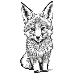 Portrait of a cute fox on a white background fox cub
