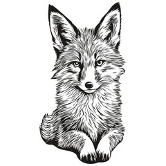 Realistic fox vector, hand drawn animal illustration fox cub