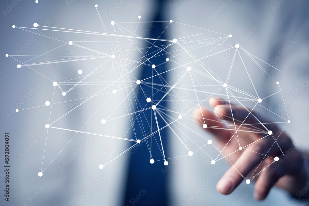 Aufkleber global network. blockchain. illustration. neural networks and artificial intelligence
