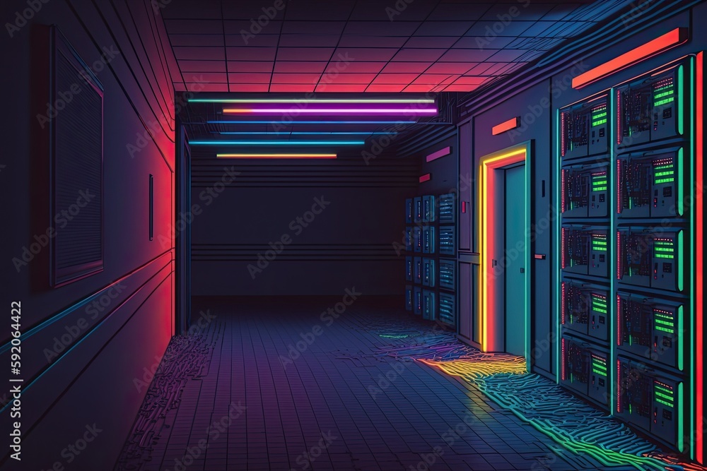 Aufkleber technology room filled with racks of servers and computer equipment. generative ai