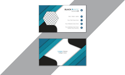 Visiting card for business and personal use. Vector illustration design. Simple and clean design with a logo and a place for a photo. Creative layout corporate identity.