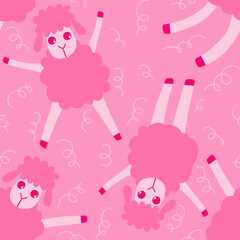 Cartoon animals seamless sheep pattern for wrapping paper and fabrics and linens and kids clothes print and kindergarten