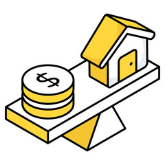 An icon design of house vs money 