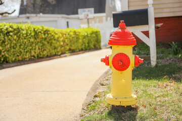 Fototapeta na wymiar fire hydrant on a street corner, symbolizing the crucial role it plays in ensuring public safety and protecting against the devastating effects of fires