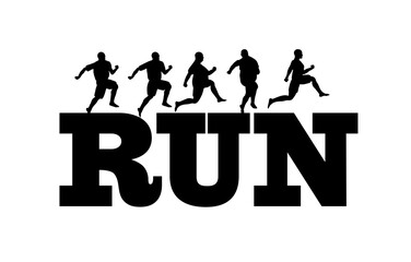 The silhouettes running on top of the "run" text