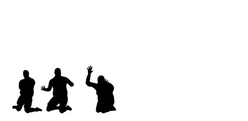Three scared silhouettes drawing on a transparent background