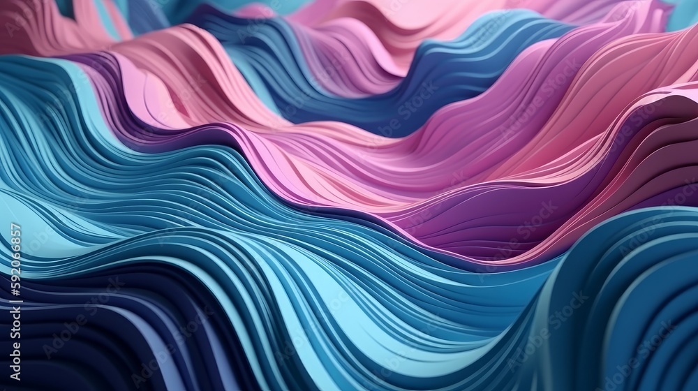 Poster an artistic background featuring a silk fabric-like texture and a 3d wave pattern in shades of purpl