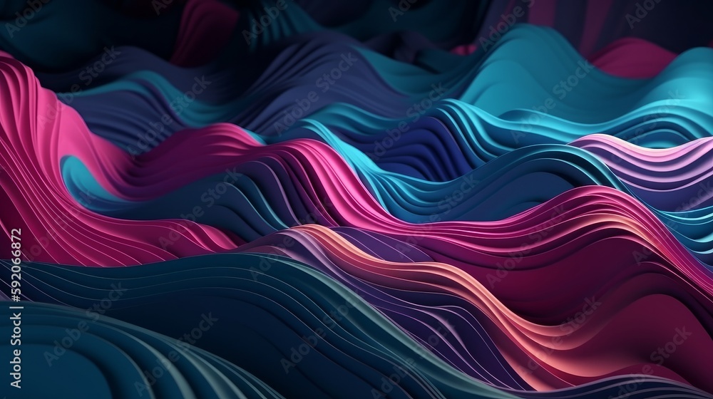 Poster an artistic background featuring a silk fabric-like texture and a 3d wave pattern in shades of purpl