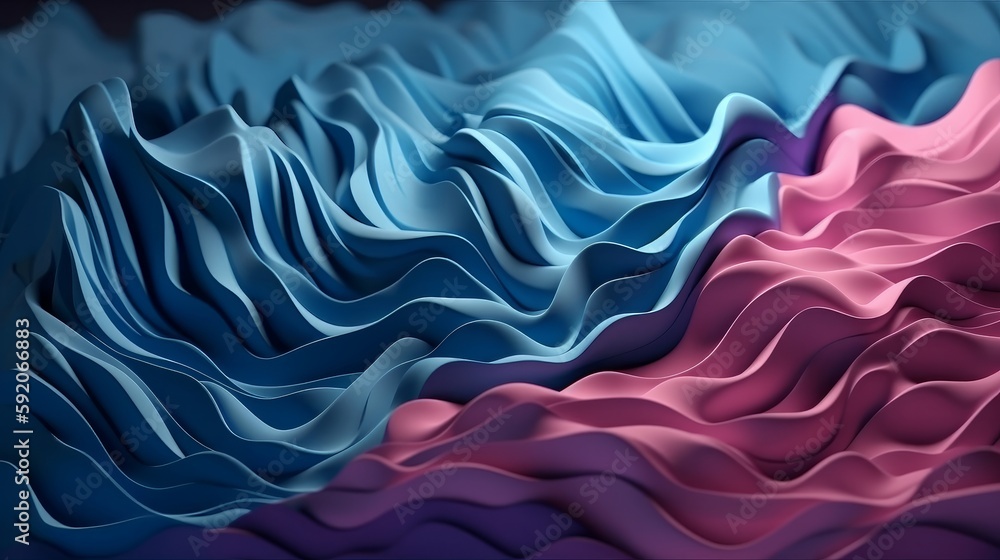 Poster an artistic background featuring a silk fabric-like texture and a 3d wave pattern in shades of purpl