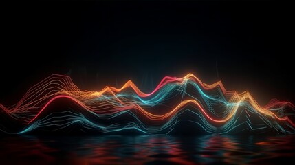 Fototapeta na wymiar Abstract background of colorful neon wavy line glowi. Generative AI