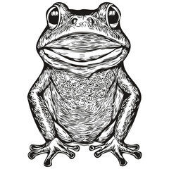 Fototapeta premium frog sketch, hand drawing of wildlife, vintage engraving style, vector illustration toad