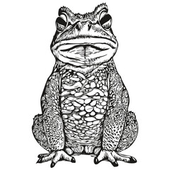 frog sketches, outline with transparent background, hand drawn illustration toad