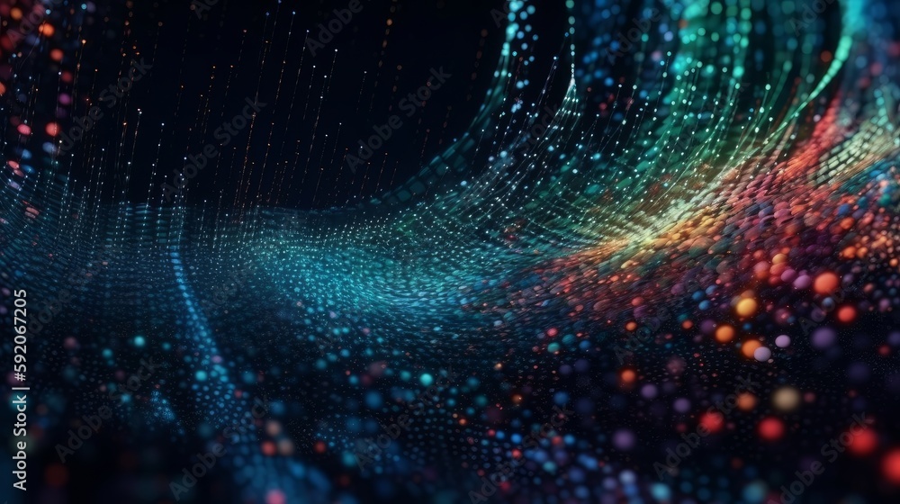 Poster gravitational waves of blue exploration: widescreen cosmic background of the future: generative ai