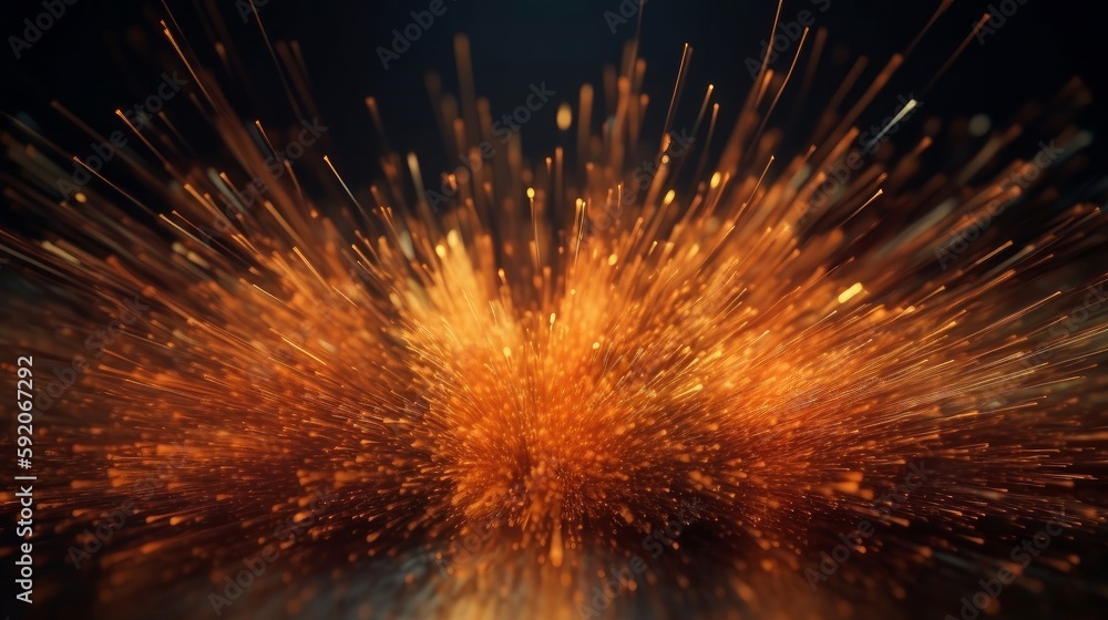 Aufkleber abstract orange particles of optical fiber 3d illustration. generative ai