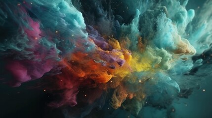 A close-up shot of a colorful nebula, with stars and gas clouds shining brightly in the background - Generative AI