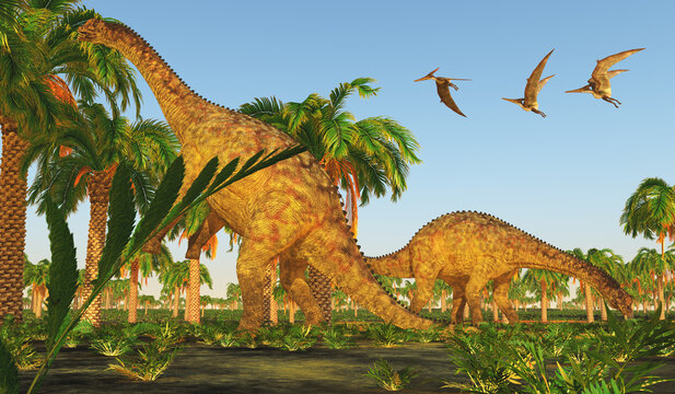 Uberabatitan eats Palm Leaves - Uberabatitan was a herbivorous sauropod dinosaur that lived in Brazil during the Cretaceous Period.