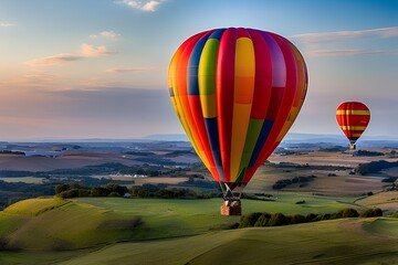 Fototapeta premium hot air balloon in the mountains-Generate AI