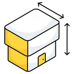 A colored design icon of home measurement