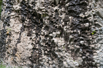 Polygonal basalt formations shown in Boquete, Chiriqui, Panama.