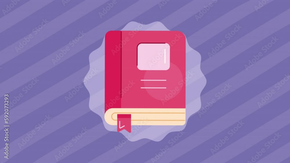 Poster red text book library animation