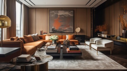 modern living room interior design ai generative illustration