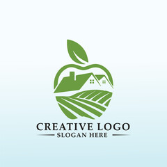 logo for S letter have house and farm in bottom