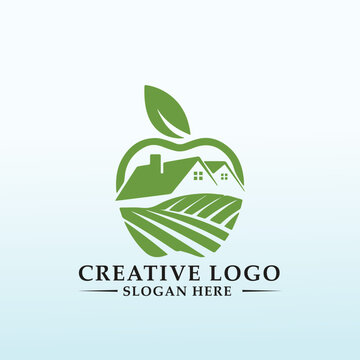 logo for S letter have house and farm in bottom