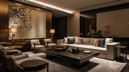 Fototapeta premium modern living room interior design ai generative illustration