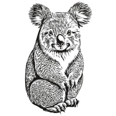 Koala logo, black and white illustration hand drawing koala bear © Сергей Тарасюк