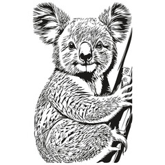 Koala sketch, hand drawing of wildlife, vintage engraving style, vector illustration koala bear © Сергей Тарасюк
