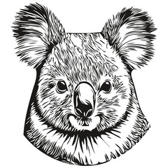 Koala sketches, outline with transparent background, hand drawn illustration koala bear