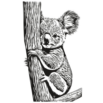 Hand drawn Koala on a white background, koala bear