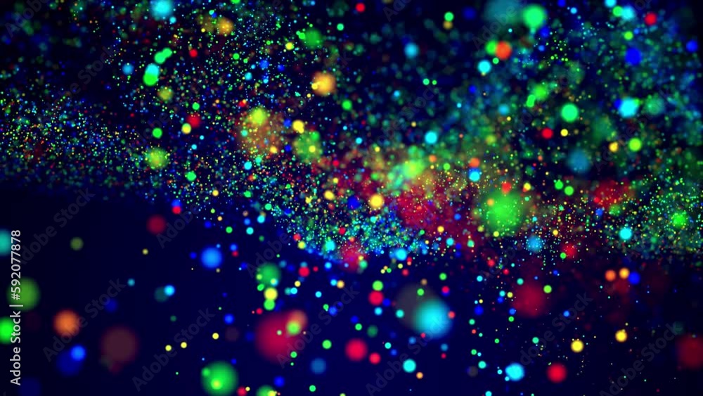 Poster awesome bg with magic particles float in liquid, bokeh effects, dof. glowing multi-colored particles
