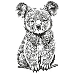 Cute Koala on white background, hand draw illustration koala bear © Сергей Тарасюк