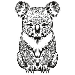 Engrave Koala illustration in vintage hand drawing style koala bear