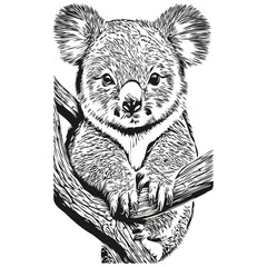 Hand drawn Koala on a white background, koala bear
