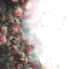 Obraz na płótnie Canvas Full of flower petals dancing in the spring wind, generative AI 