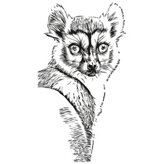 Vintage engrave isolated Lemur illustration cut ink sketch Lemurs