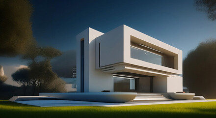 Futuristic building illustration, generative ai	