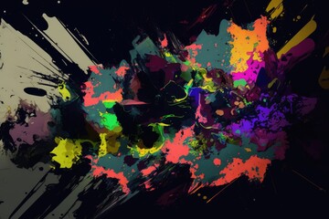 vibrant abstract painting against a black background. Generative AI